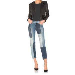 7FAM Jeans High Waisted Patchwork Patch Slim Leg Boyfriend Denim Y2K Size 30